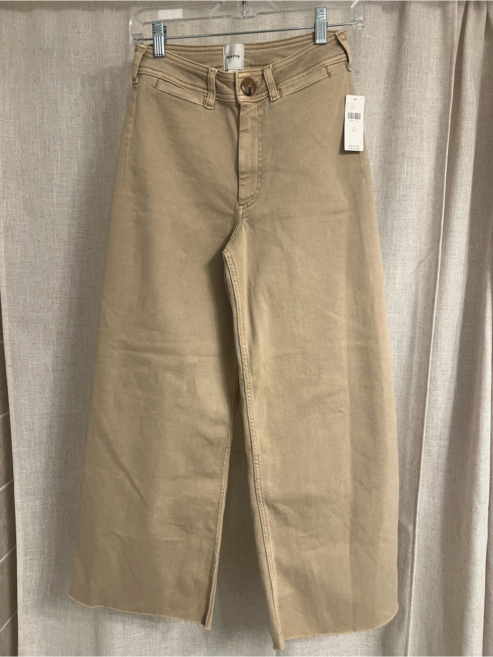 Anthropologie Maeve Ettie Khaki Taupe/Cream High-Rise Wide Leg Jeans